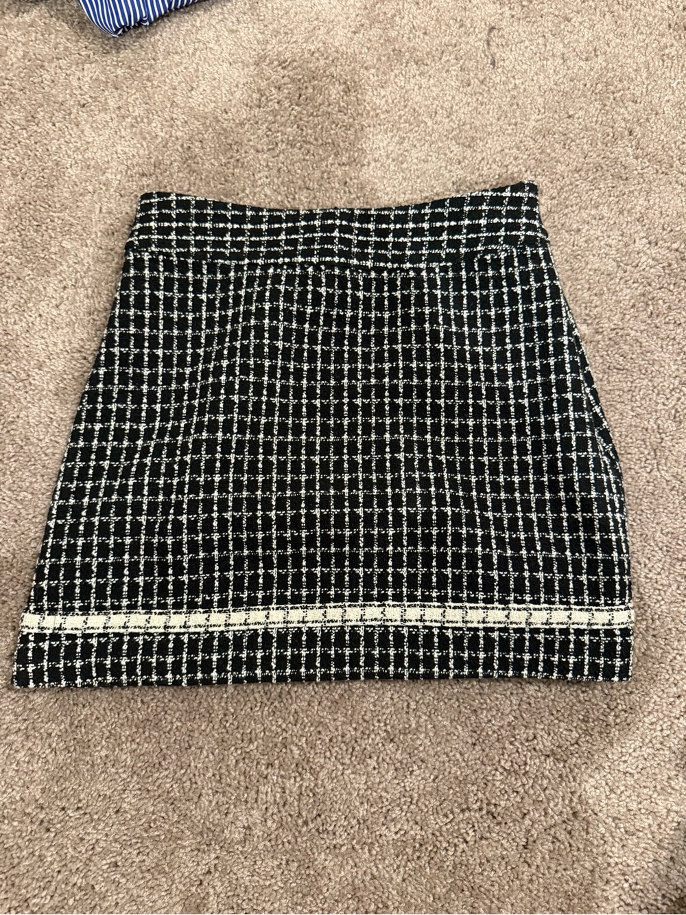 Oak and Fort Black and White Tweed Mini Skirt